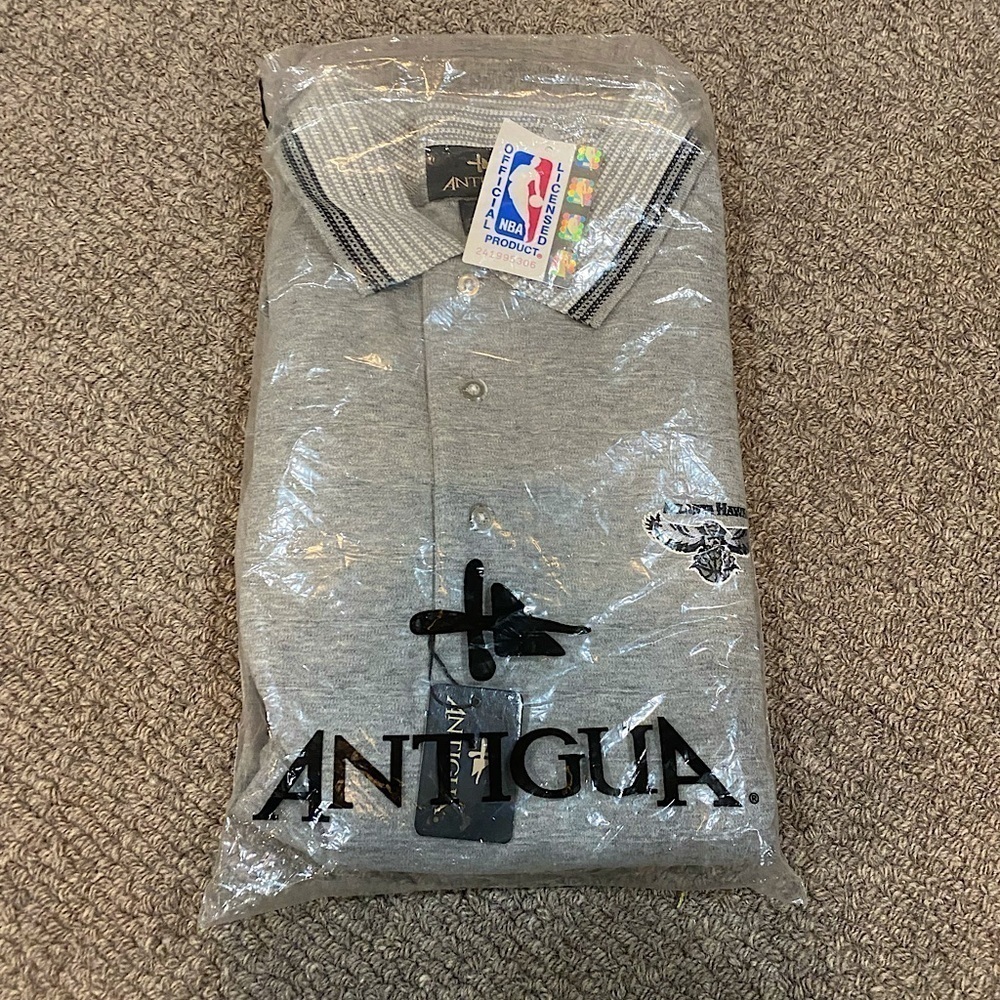 NWT NBA Licensed Antigua Atlanta Hawks Long Sleeve Polo